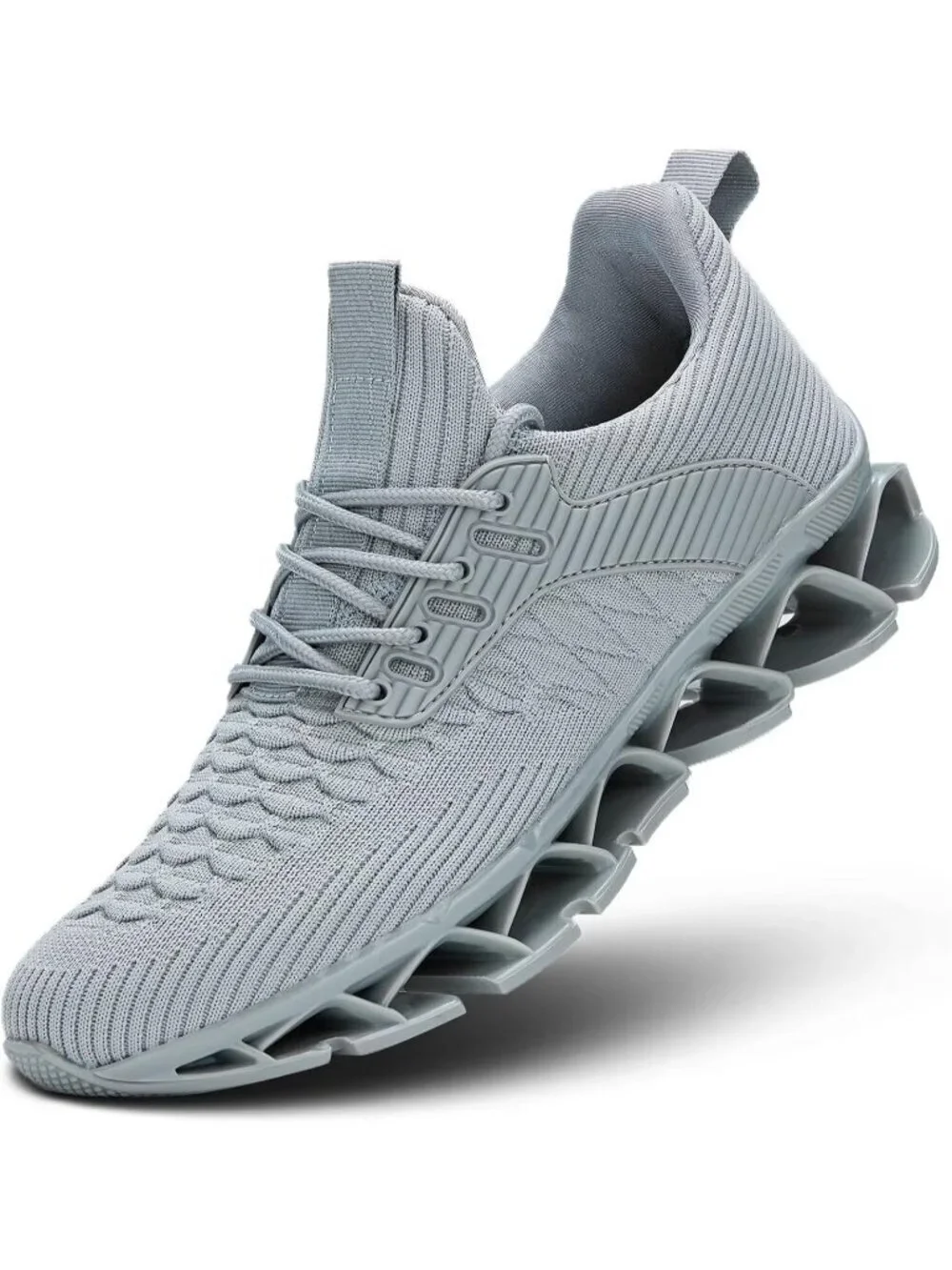Women's Grey Blade Mesh Comfort Non Slip Athletic Slip on Soft Sneaker Shoes